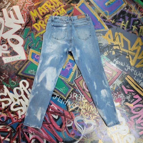 Urban Chic skinny jeans size 9 - custom in-house reverse tie-dye light blue - Picture 7 of 9